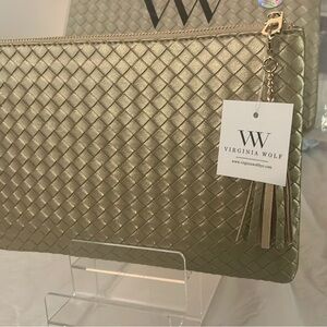 #46-Virginia Wolf Clutch / Gold Colored / Woven design / Brand New / Sexy & Fun!